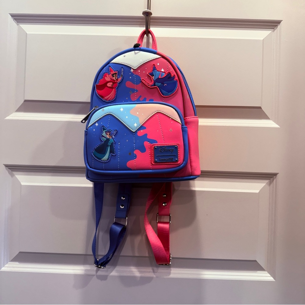 Loungefly RARE Sleeping Beauty Make It Pink Blue Backpack and Wallet